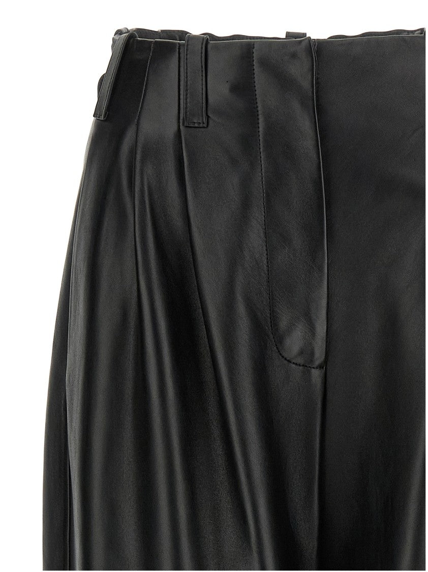 Givenchy High-Waisted Lambskin Pants With Double Front Pleats