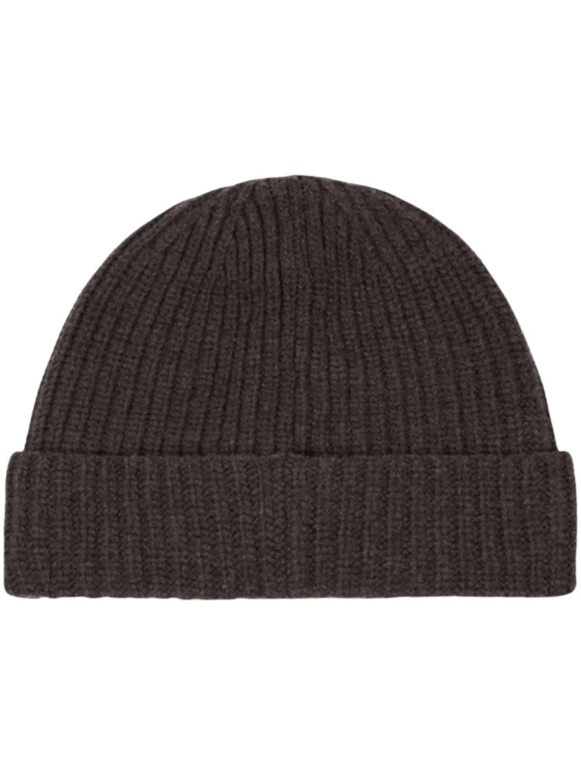 Stone Island Folded Cuff Emblem Ribbed Knit Beanie