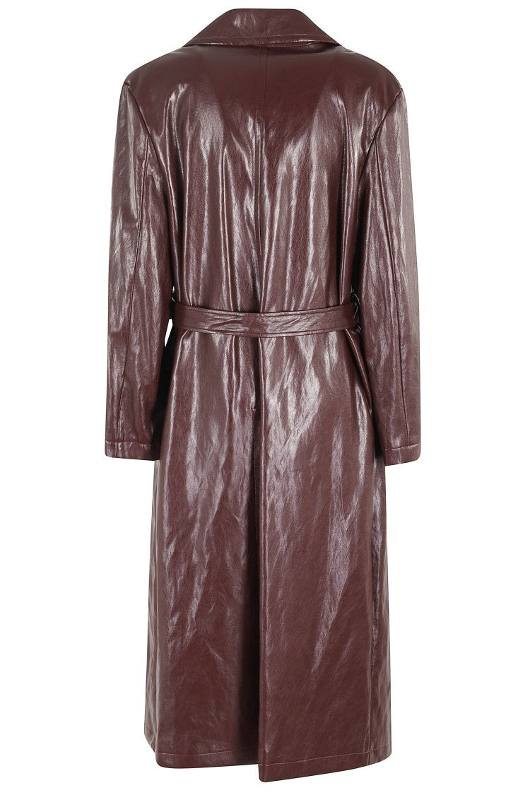 Solotre Glossy Trench Coat With Classic Lapel And Tailored Fit