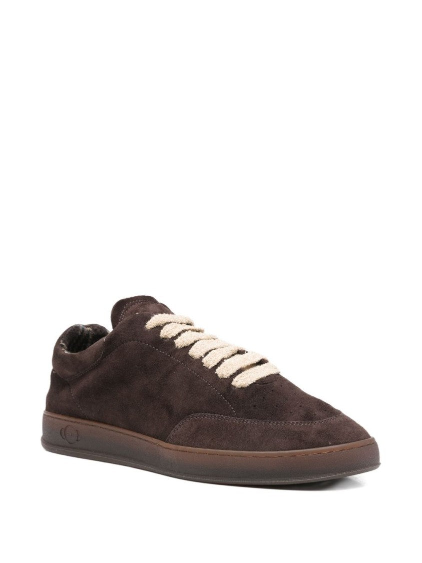 Soldini Sleek Low-Top Brown Suede Sneakers