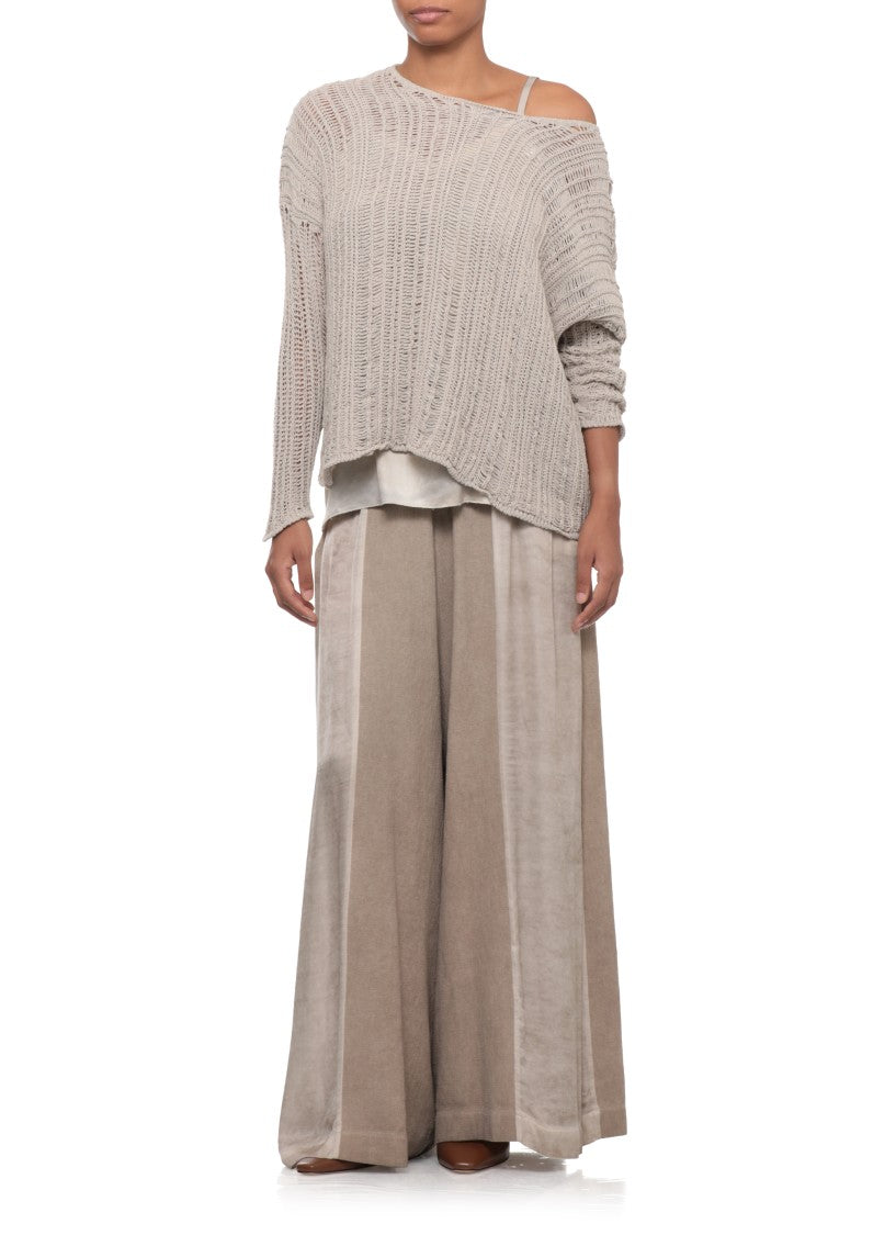 Sanctamuerte Beige Loose Open-Knit Sweater