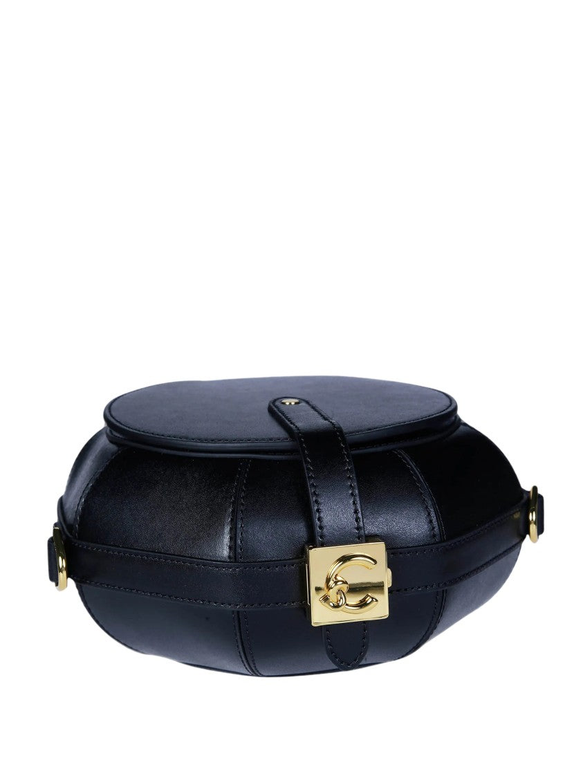 Coccinelle Oval-Shaped Leather Shoulder Bag With Gold Hardware
