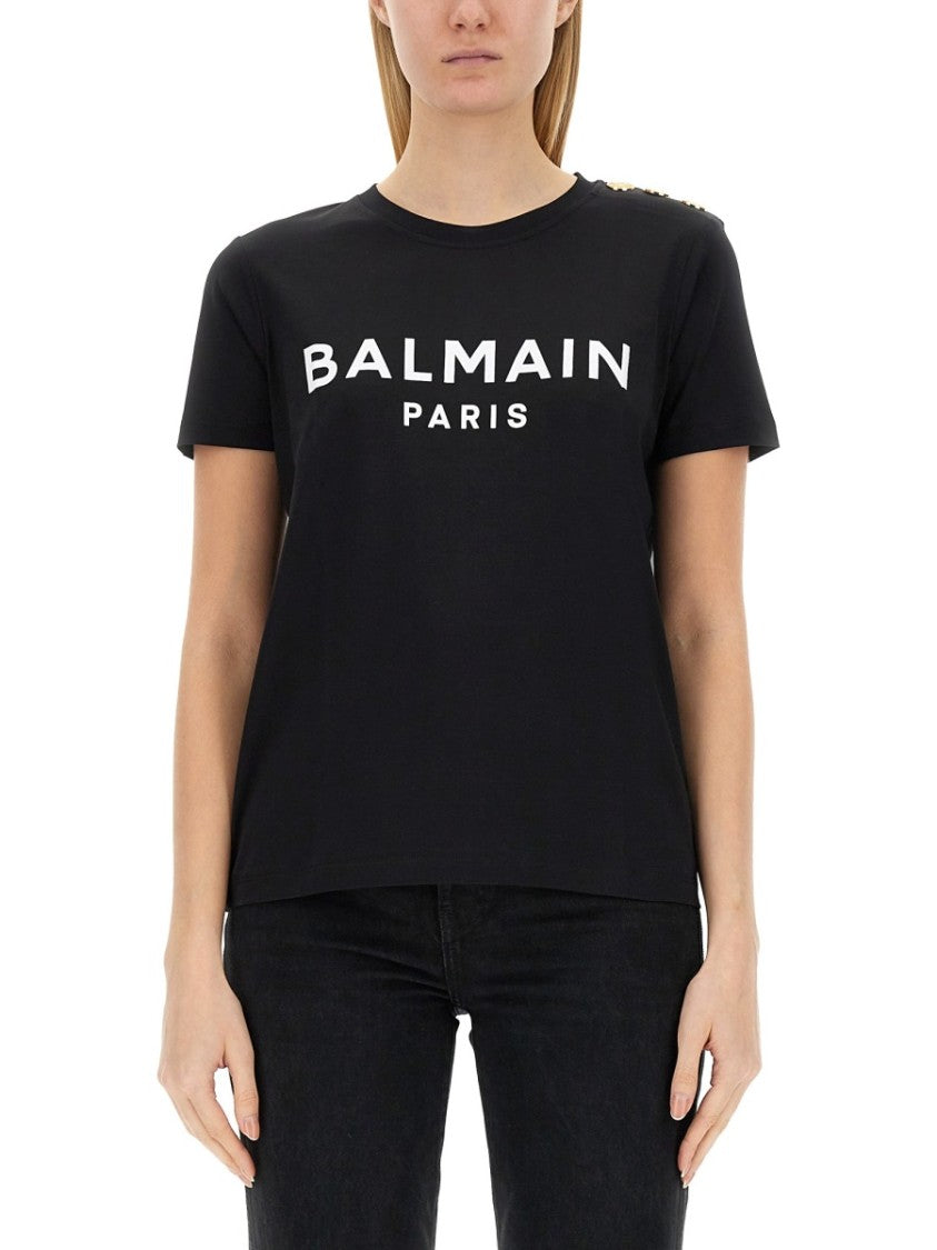 Balmain Classic Logo Print Black T-Shirt