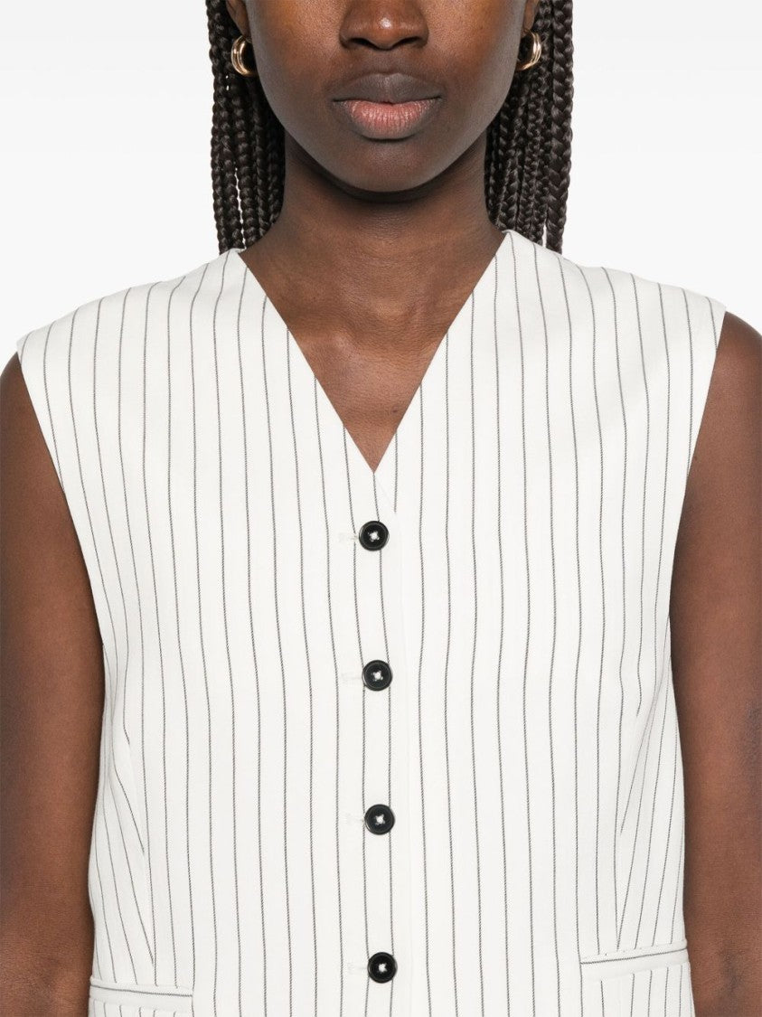 Loulou Studio White Striped Waistcoat
