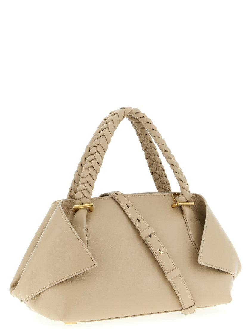 Ferragamo Medium Calf Leather Shoulder Bag With Braided Handles And Zip Closure