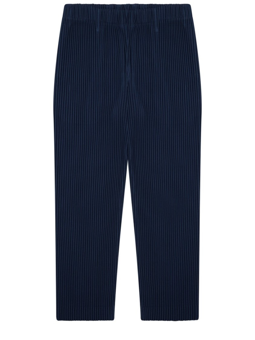 Homme Plissé Issey Miyake Homme Plissé Pleated Cropped Elastic Polyester Straight-Leg Pants