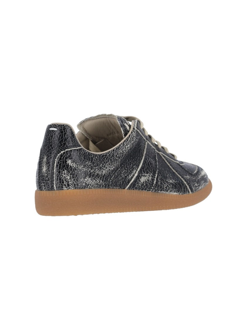 Maison Margiela Cracked Leather Low-Top Sneakers