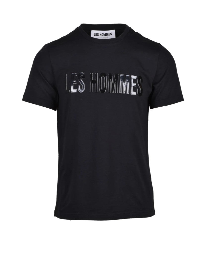 Les Hommes Black Cotton Elastane Men T-Shirt