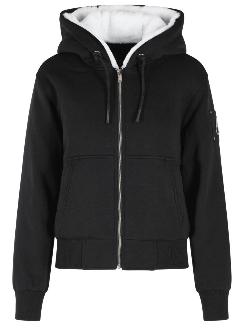 Moose Knuckles Black Cotton Blend Sweatshirt With Removable Inner Insert