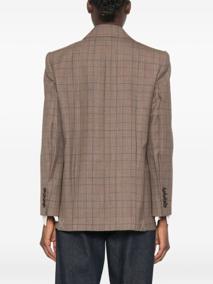 Chloé Black Double-Breasted Plaid Tailored Fitted Jacket