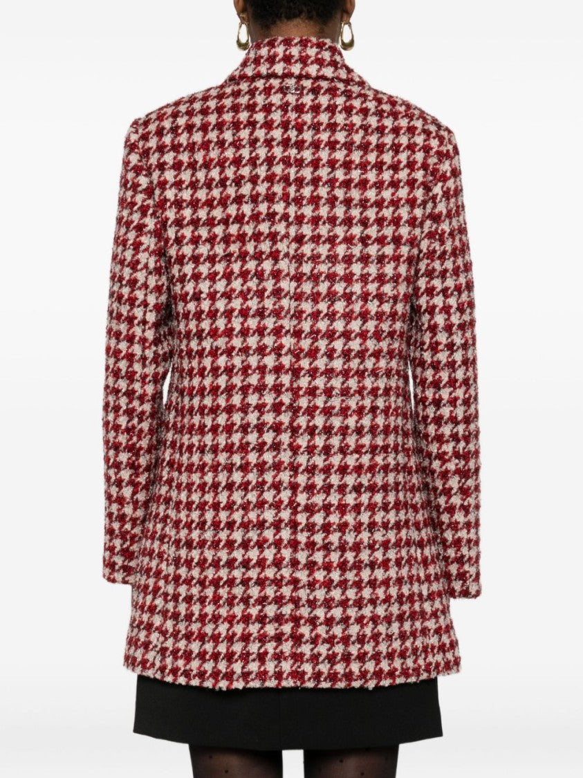 Liu Jo Houndstooth Patterned Beige Coat