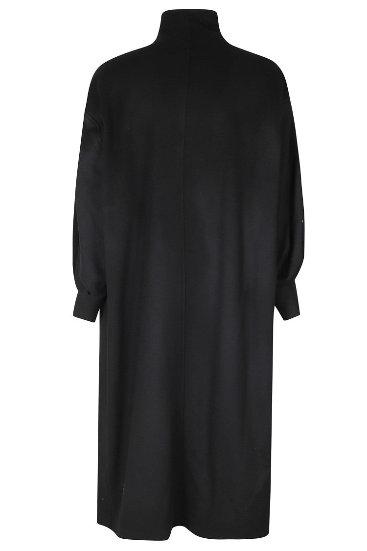 Federica Tosi Black Balloon Sleeve Long Cashmere Coat