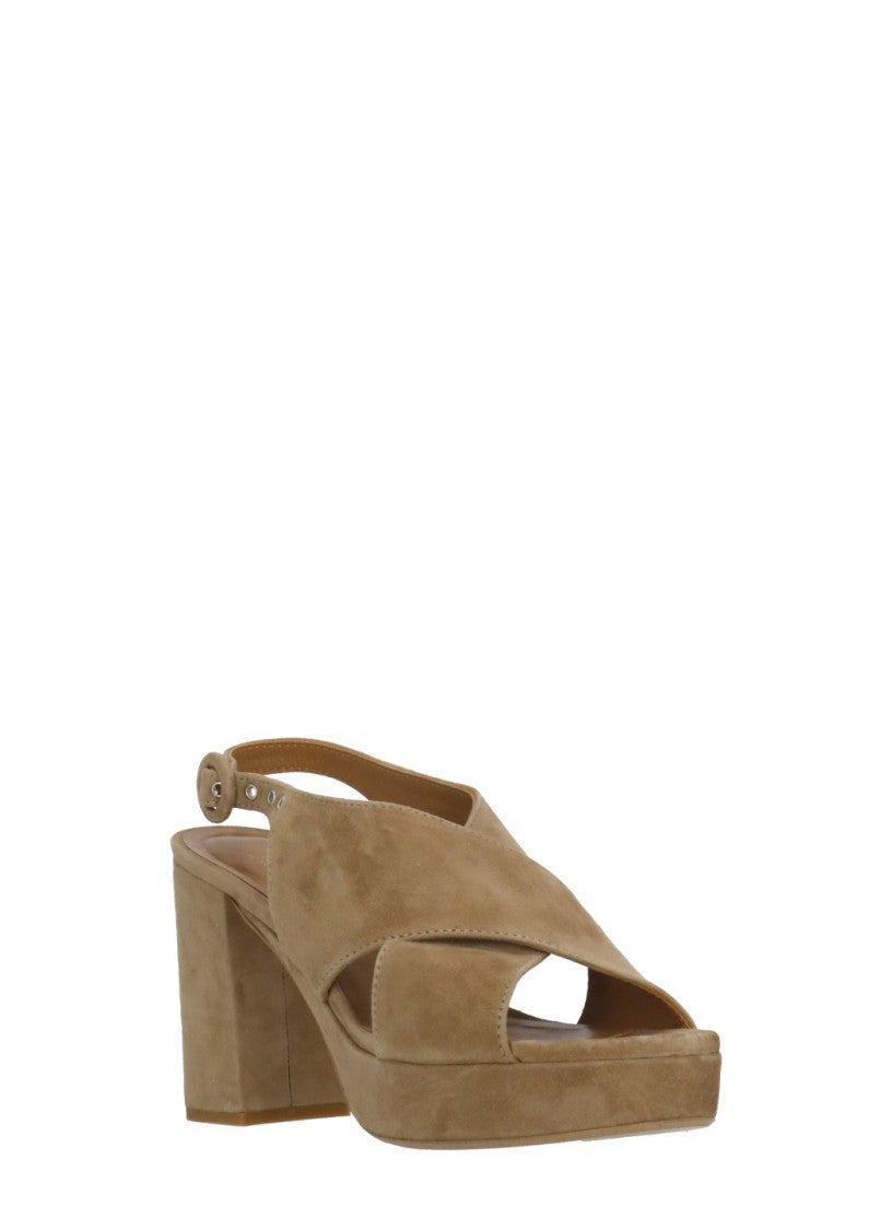 Juilie Dee Beige Crossed Bands Suede Sandals