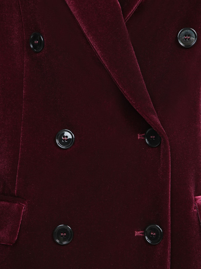 Blanca Vita Burgundy Double-Breasted Velvet Jacket
