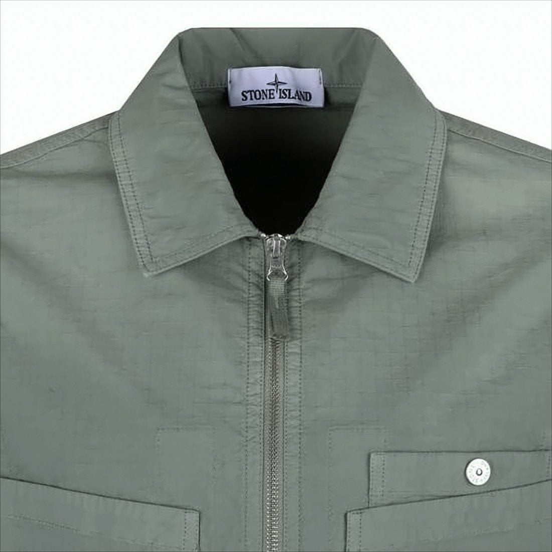 Stone Island Green Jacket With Textured Fabric
