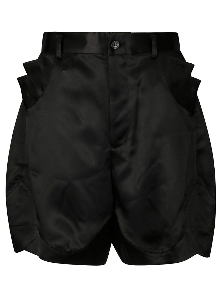 Comme Des Garçons Oversized Shorts In Glossy Fabric With Flap Pockets