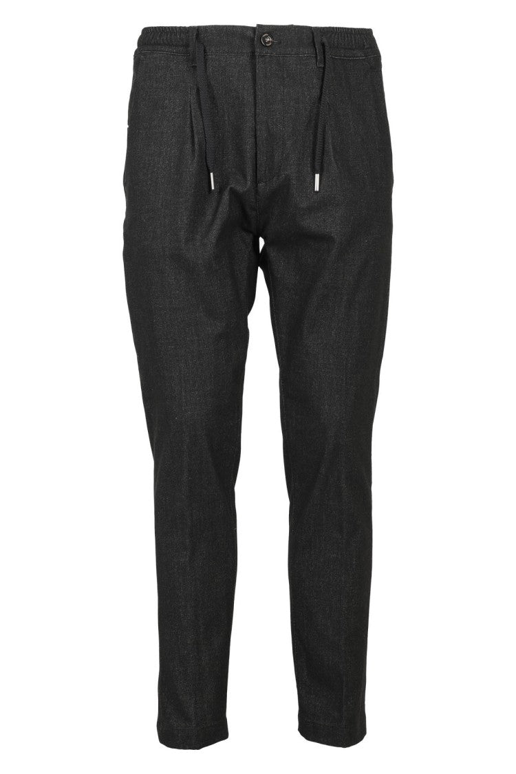 Cruna Straight-Leg Black Pants With Drawstring Waist