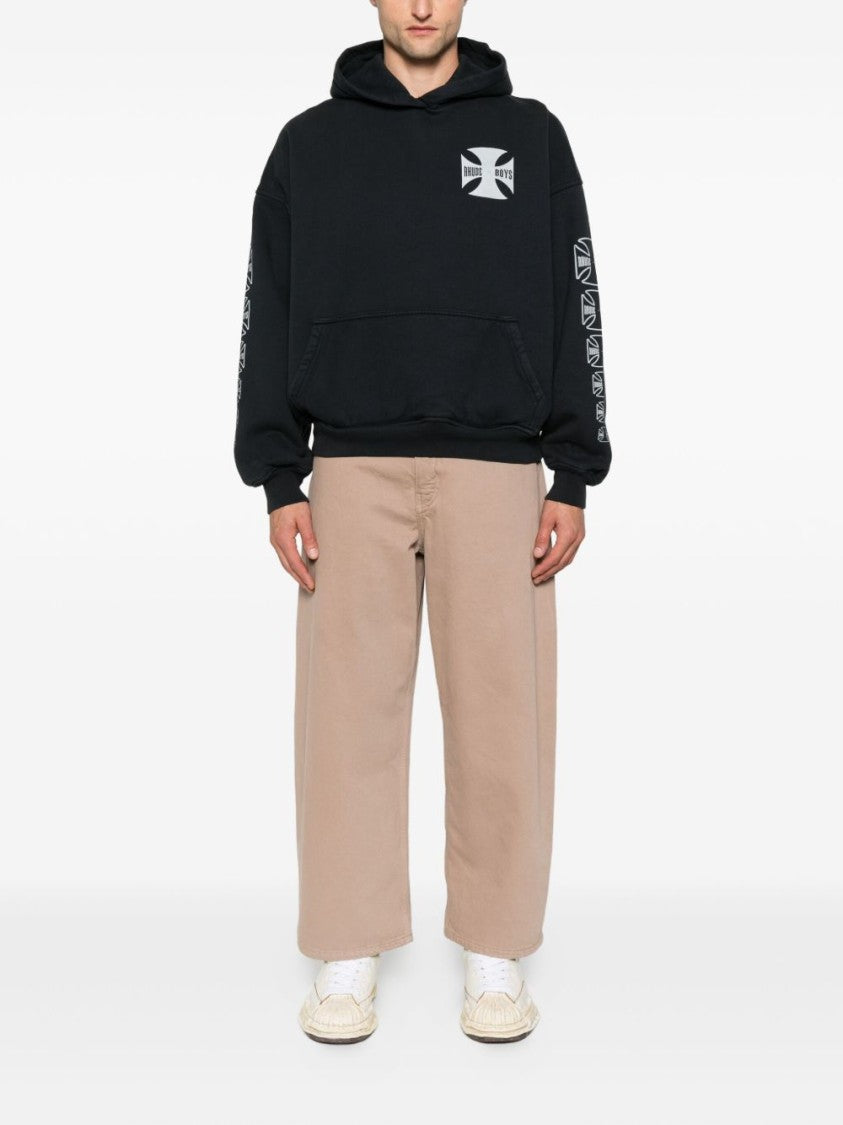 Rhude Black Pouch Pocket Hooded Cotton Hoodies