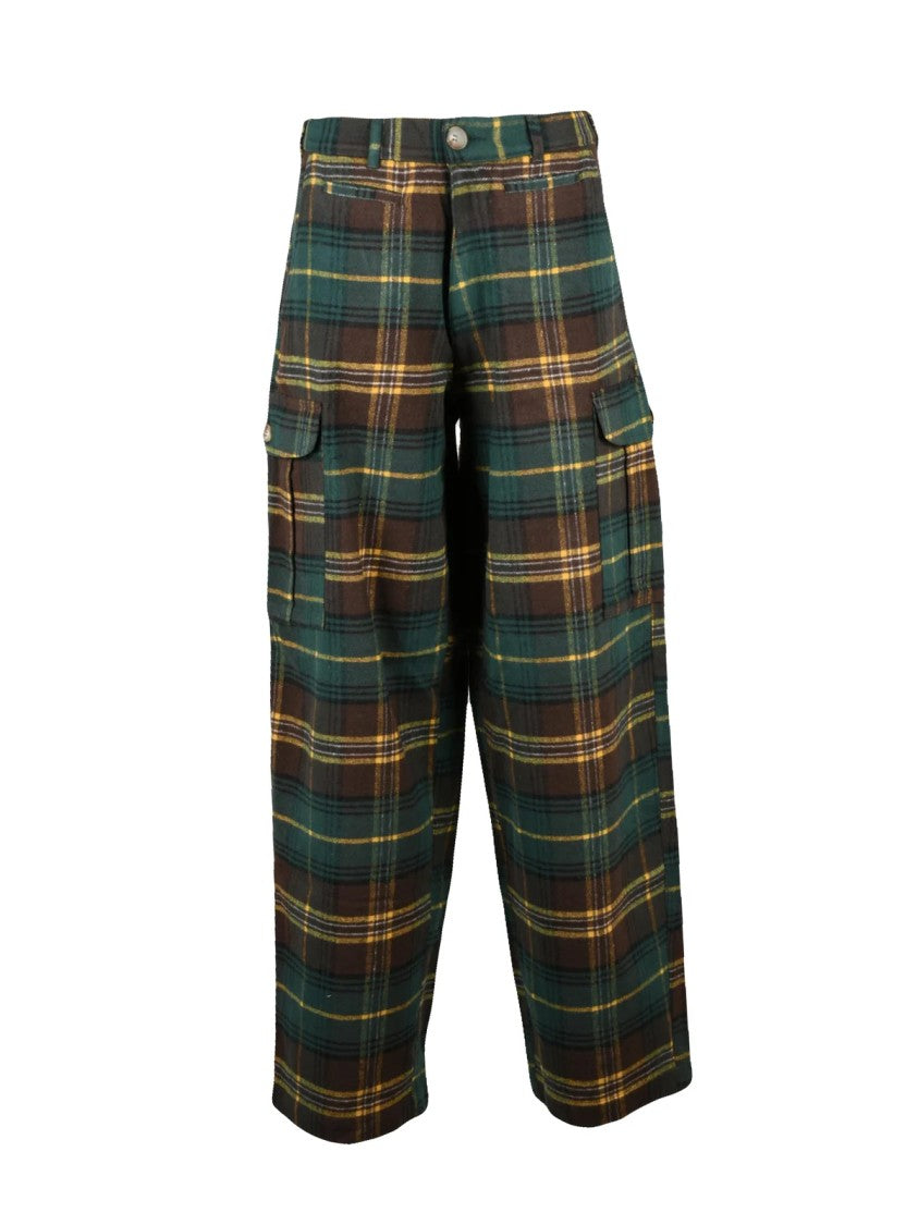 Sky High Farm Flannel Cargo Pants With High Waist And Functional Pockets