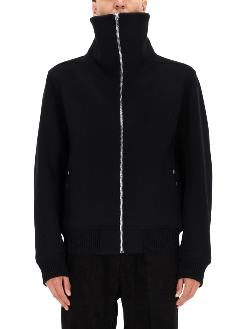 Rick Owens Structured Black Sports Jacket With Ribbed Details And Matte Finish