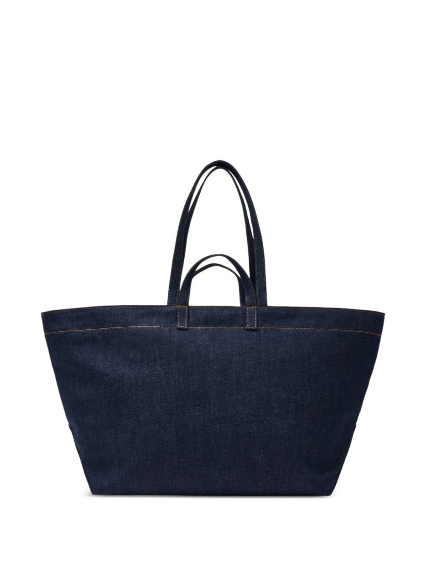 A.P.C. Blue Le Drummer Denim Logo Tote Bag
