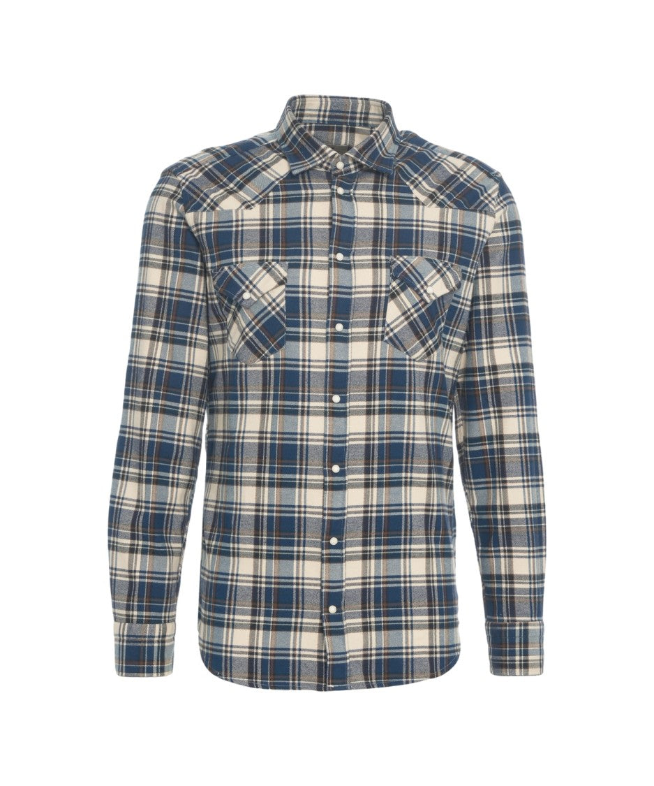 Bastoncino Multicolored Checked Long-Sleeve Shirt With Chest Pockets