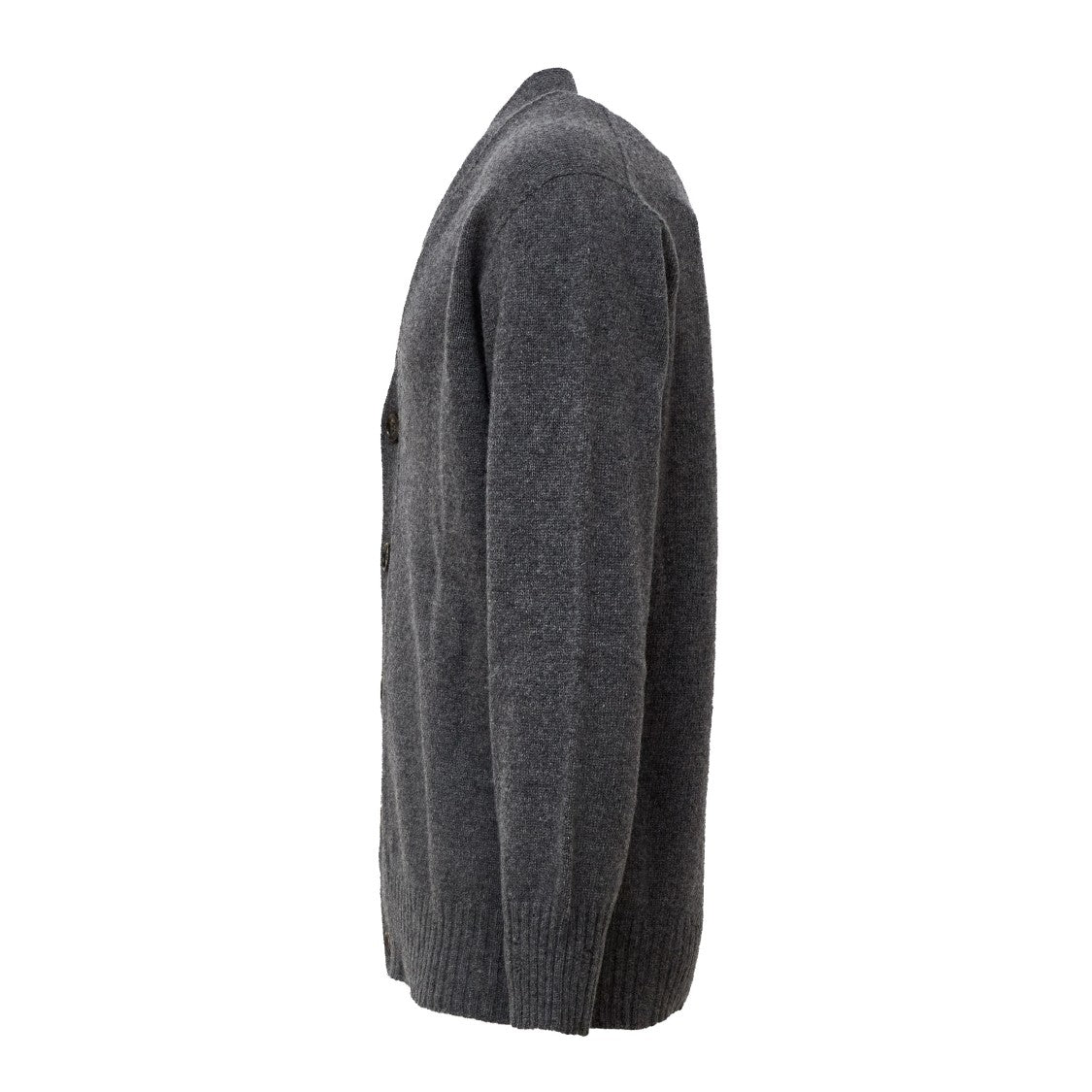 Amaranto Distressed Grey Cardigan With V-Neckline And Button Closure
