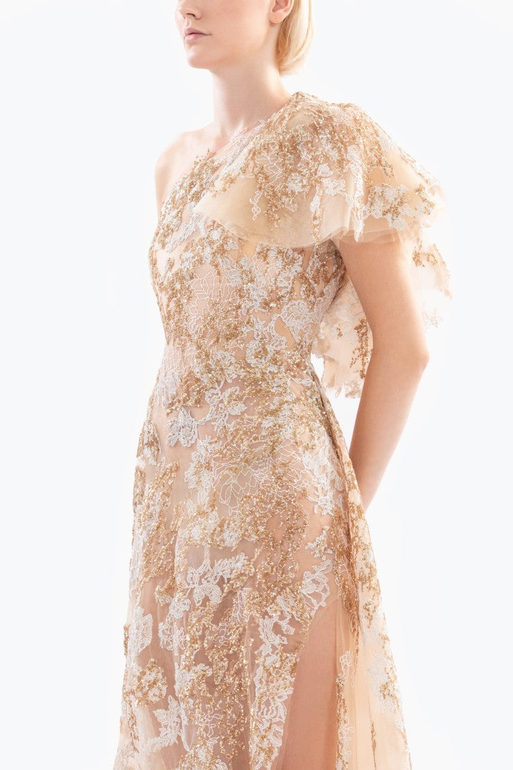 Saiid Kobeisy Embroidered One-Shoulder Dress