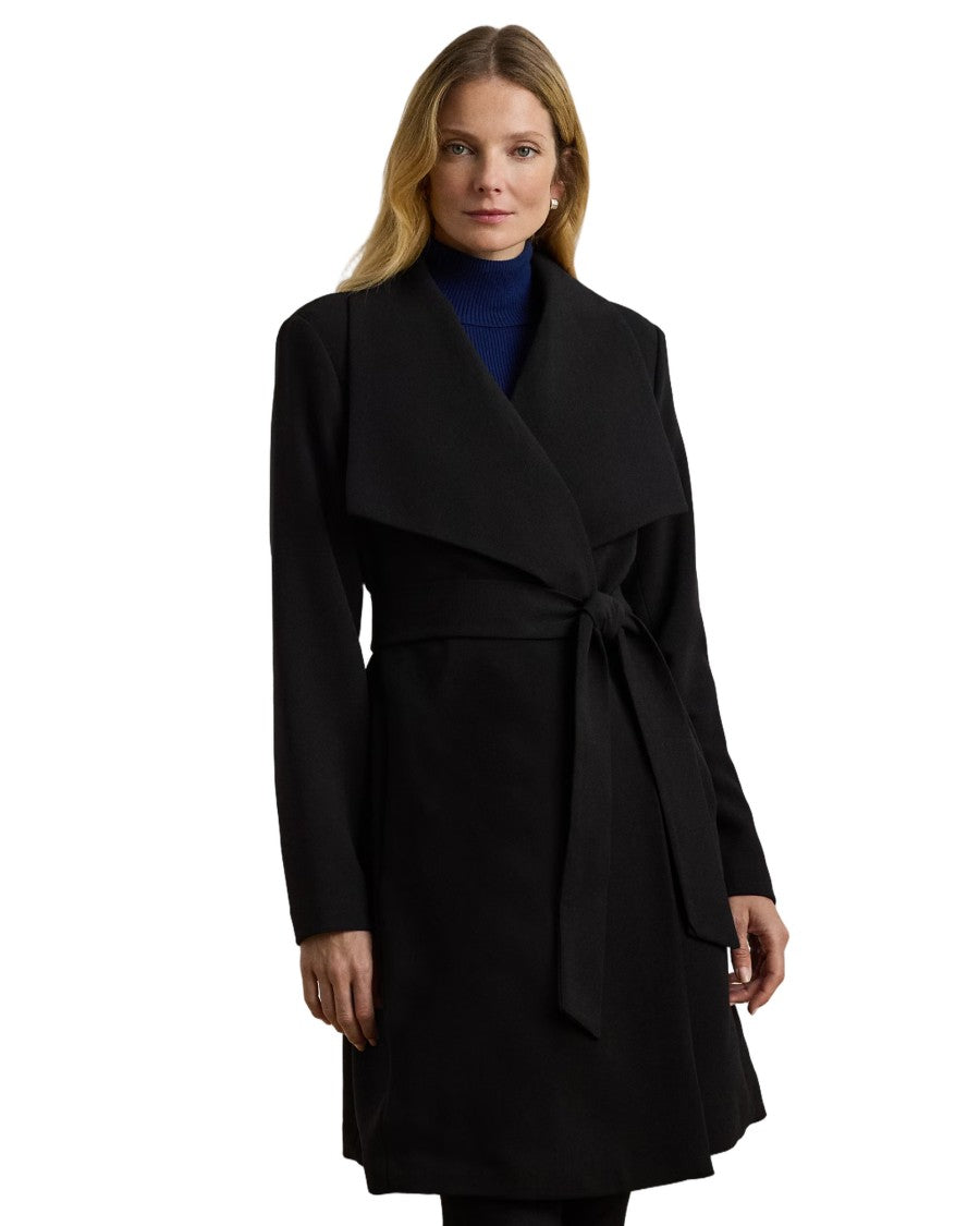 Lauren Ralph Lauren Draped Black Mid-Length Coat
