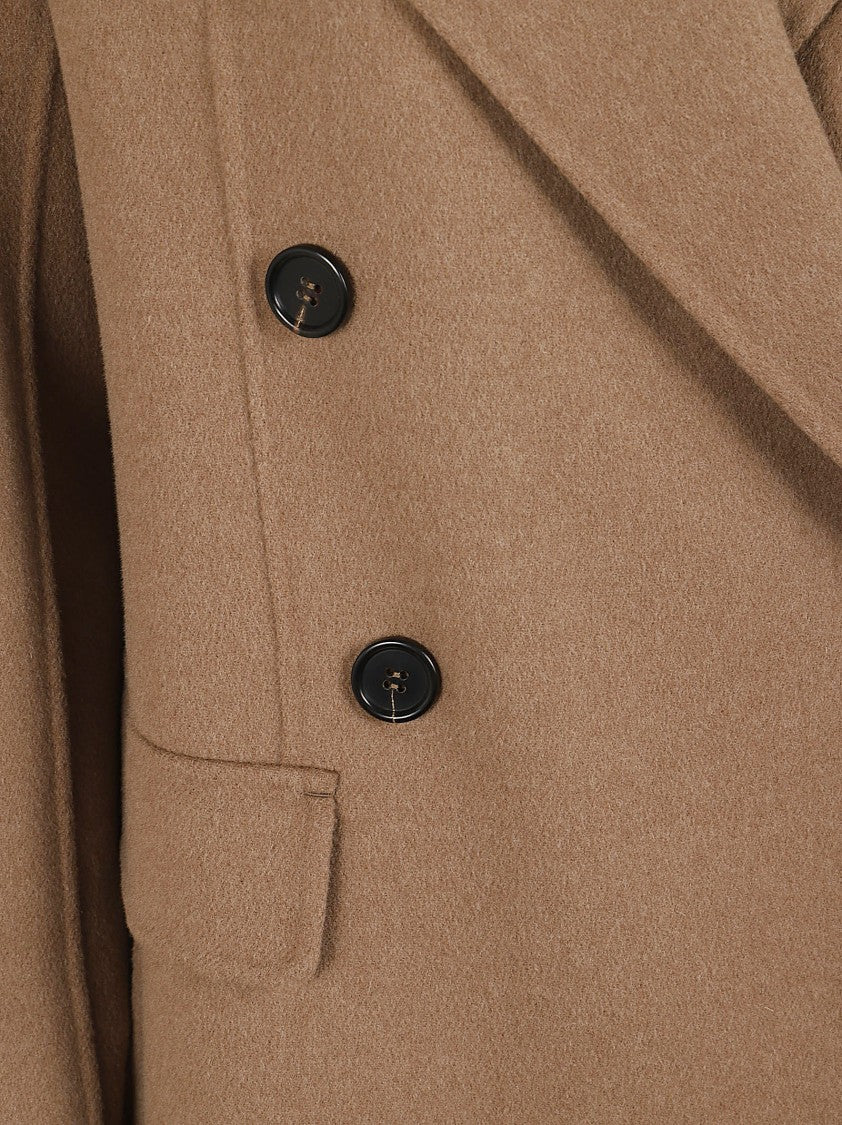 Max Mara Double-Breasted Short Pea Coat With Wide Lapel