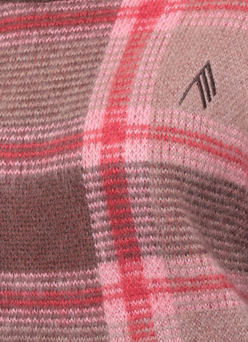 The Attico Check Embroidered Logo Jersey Sweater