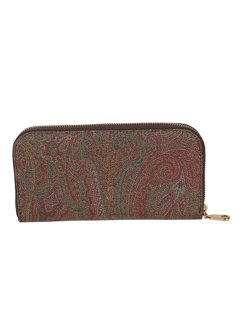 Etro Paisley Pattern Rectangular Wallet With Zip-Around Closure