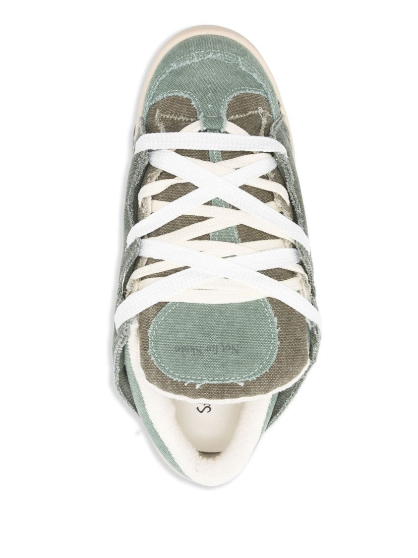 Santha Emerald Green Front Lace-Up Sneakers With Oversized Tongue