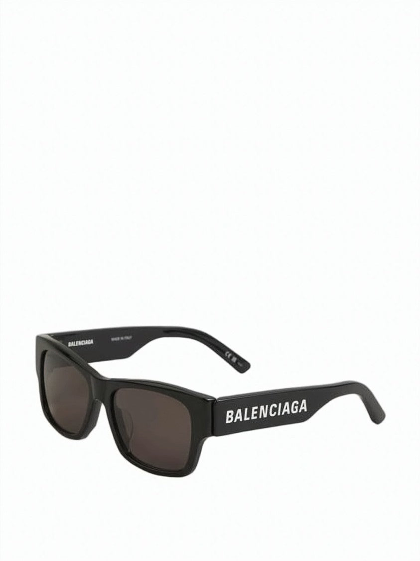 Balenciaga Rectangular Black Acetate Sunglasses With Bold Branding
