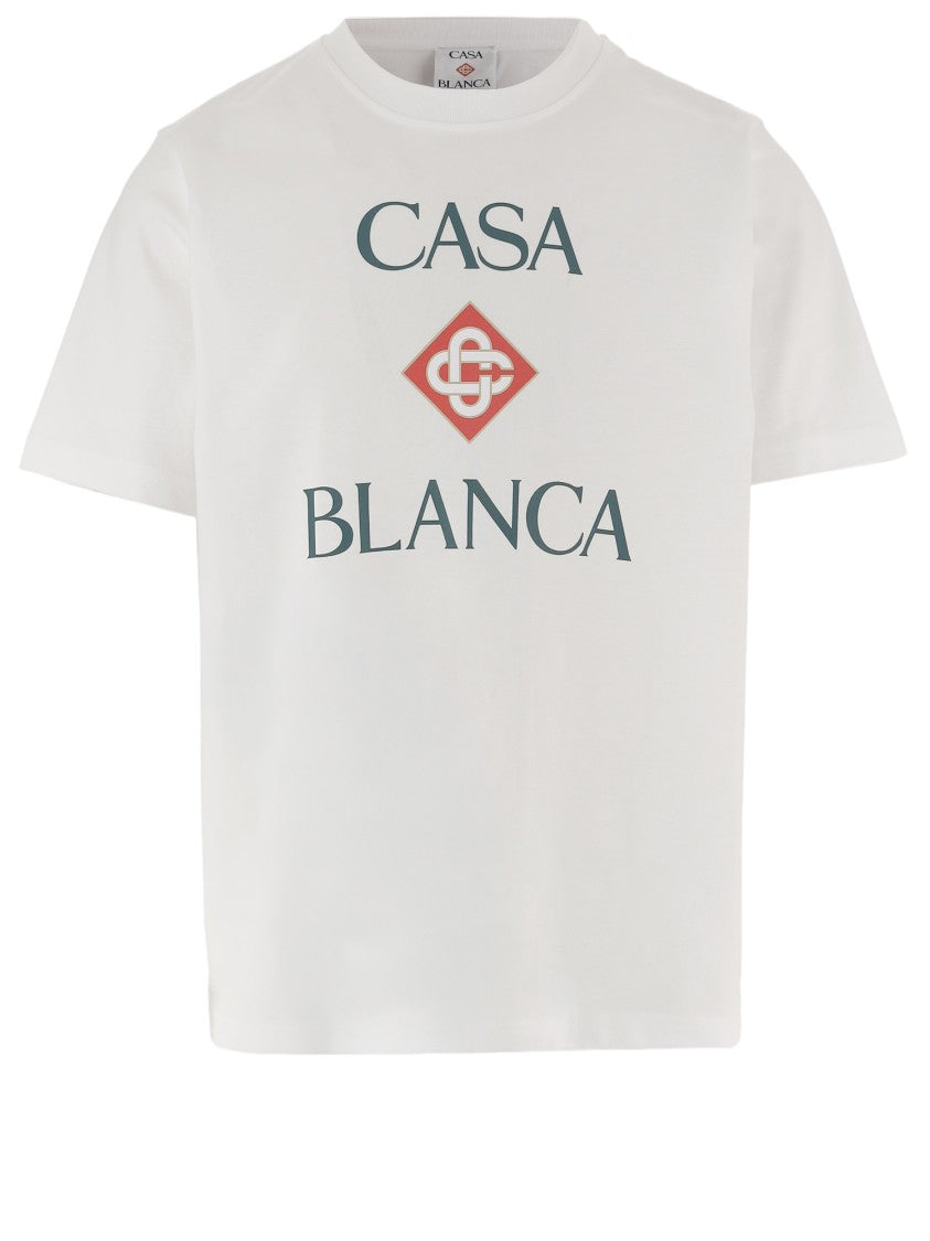 Casablanca White Front Logo Cotton T-Shirt