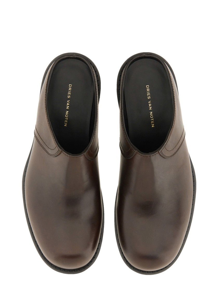 Dries Van Noten Polished Calf Leather Clogs