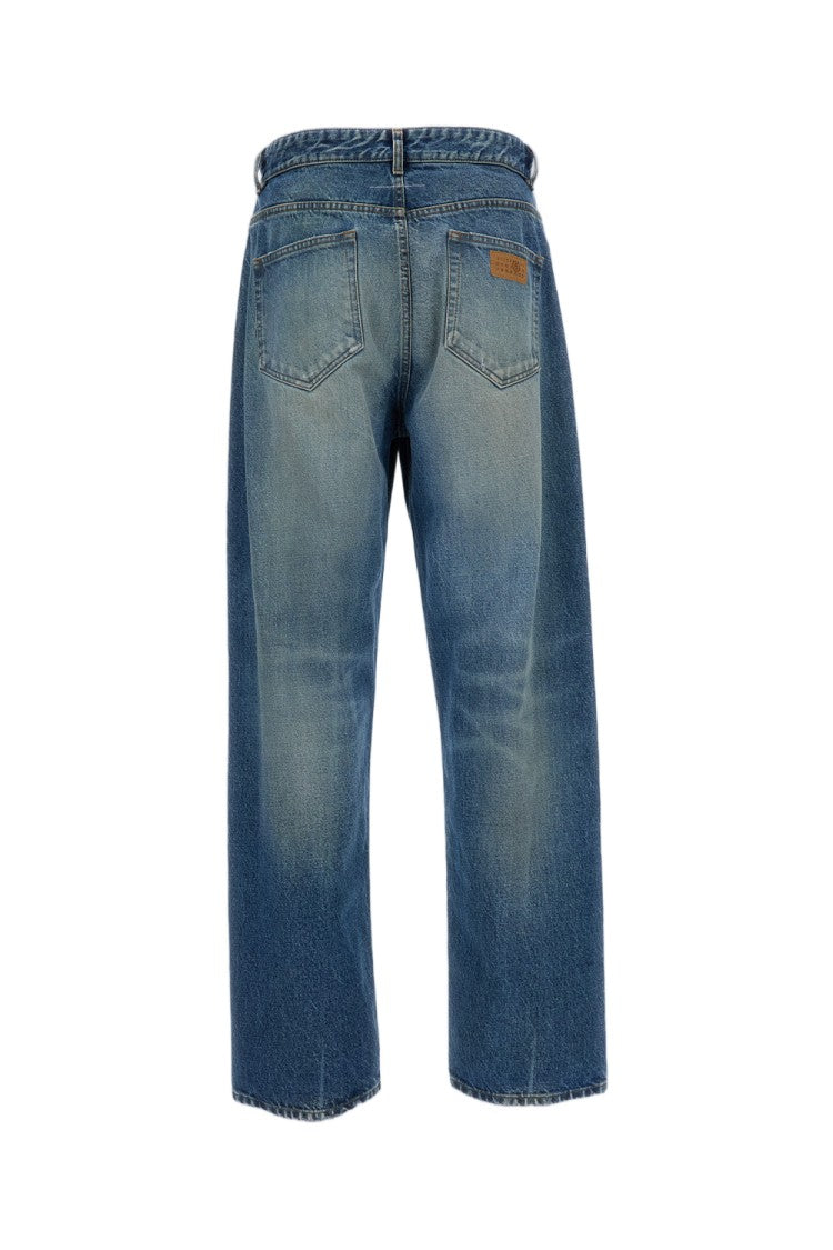 Mm6 By Maison Margiela Distressed Wide-Leg Cotton Jeans