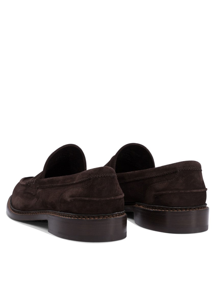 Tricker's Smooth Suede Loafers With Classic Silhouette