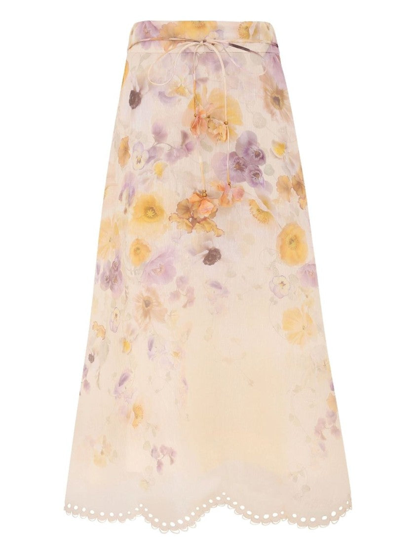 Zimmermann Memento Embroidered Midi Skirt