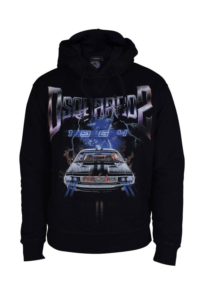 Dsquared2 Graphic Print Hooded Sweatshirt With Drawstring Detail