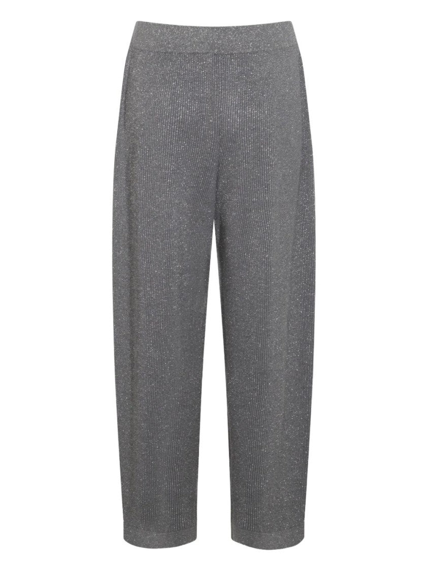 Brunello Cucinelli High-Waisted Straight-Leg Trousers With Textured Finish