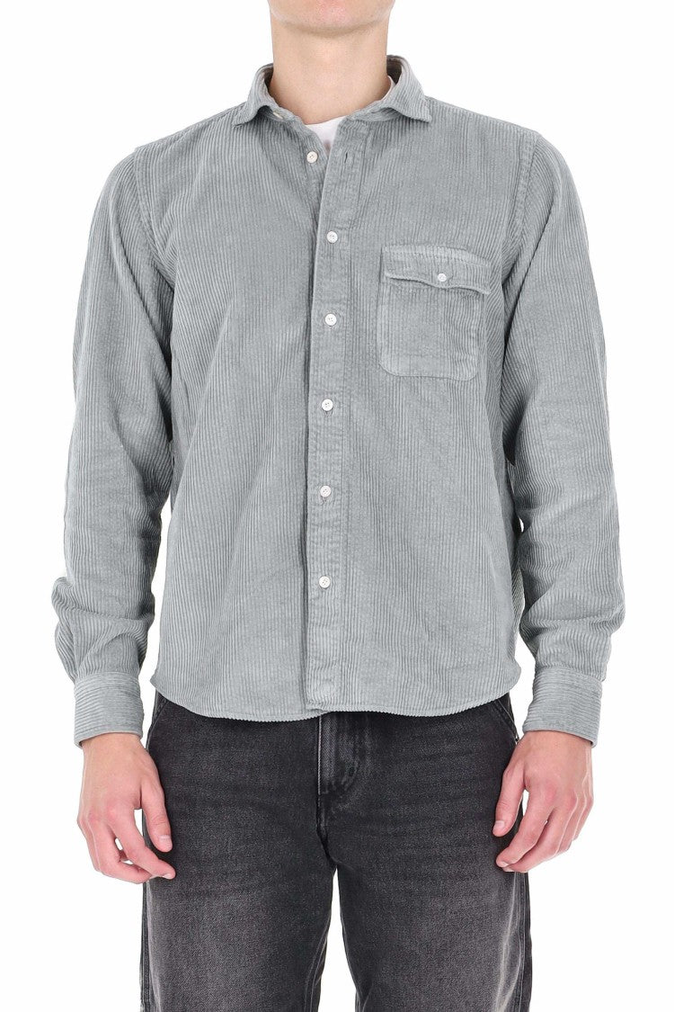Finamore Corduroy Overshirt With Classic Collar And Buttoned Cuffs