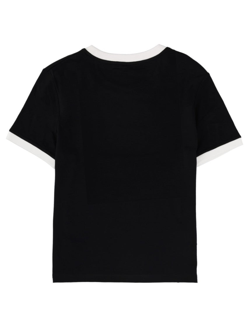 Versace Black Cropped White Trim Viscose-Blend T-Shirt