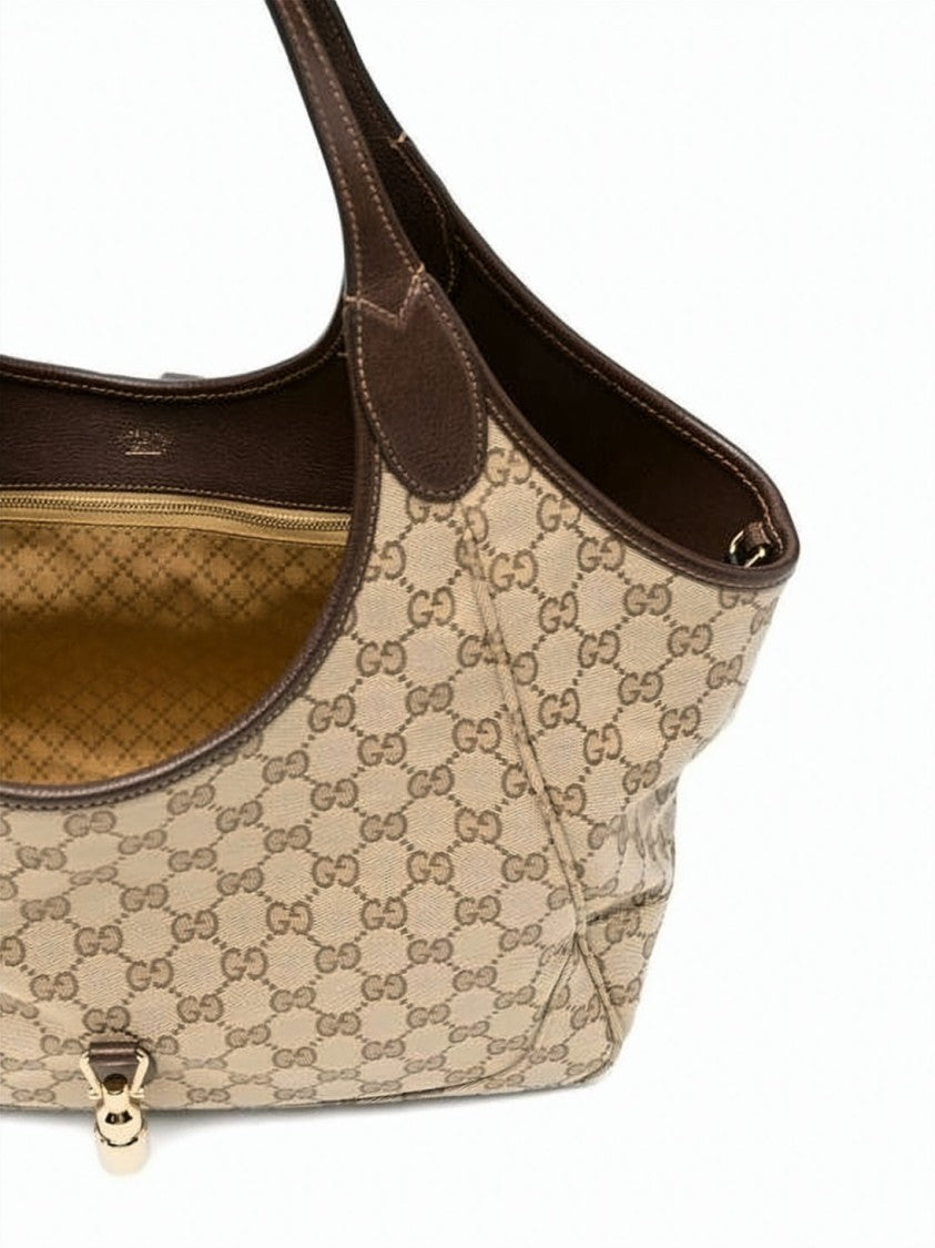 Gucci Medium Gg Canvas Tote Bag With Signature Monogram Pattern