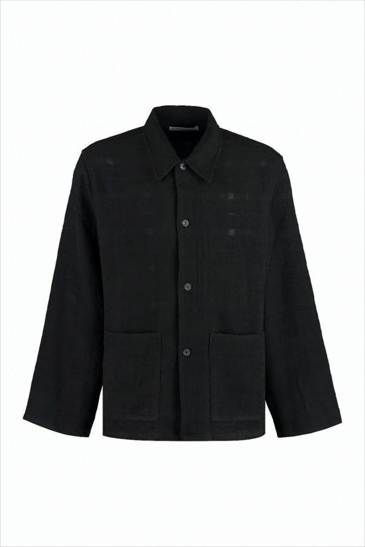 Our Legacy Structured Black Jacket With Classic Collar And Button Closure