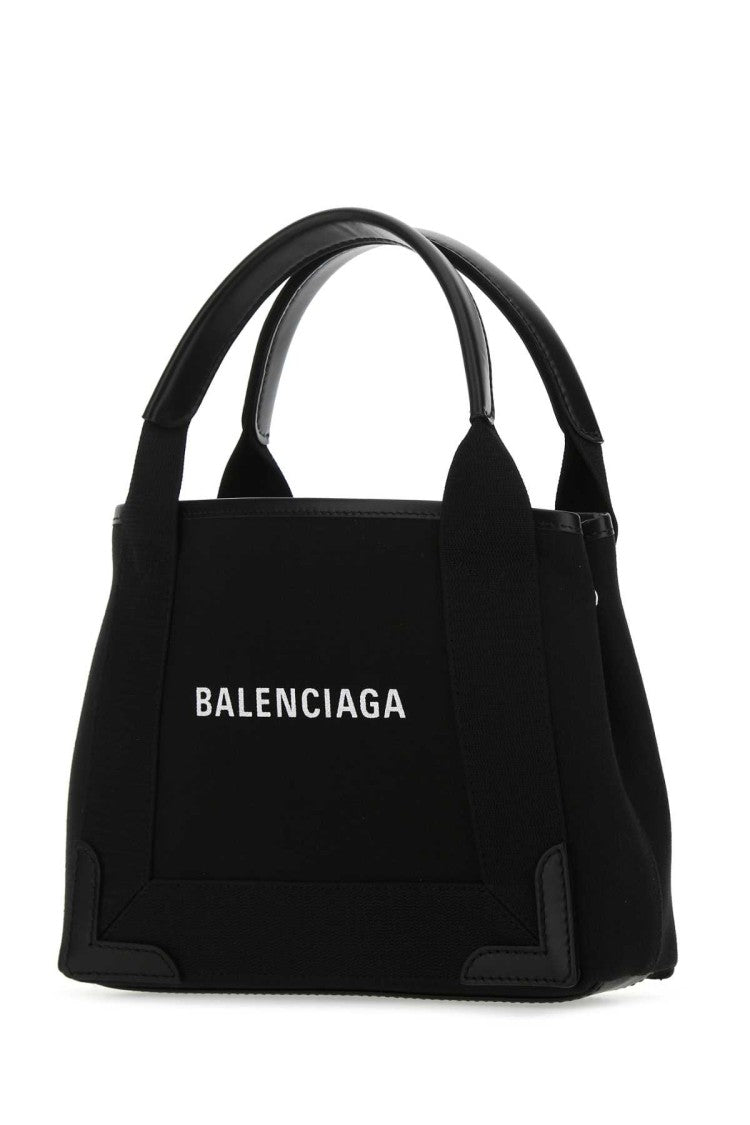 Balenciaga Black Canvas Cabas Navy Xs Handbag