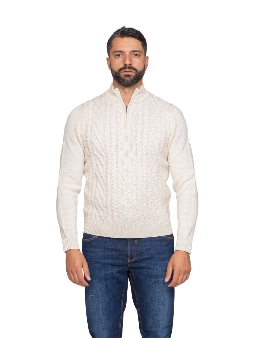 Peserico Intricately Knitted Half-Zip Pullover With Ribbed Cuffs