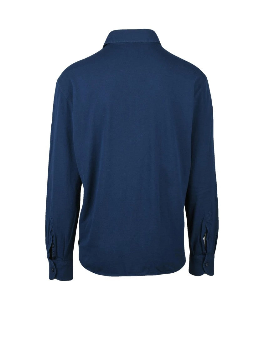 Sonrisa Silvery Button-Down Cotton Shirt With Tailored Fit Silvery