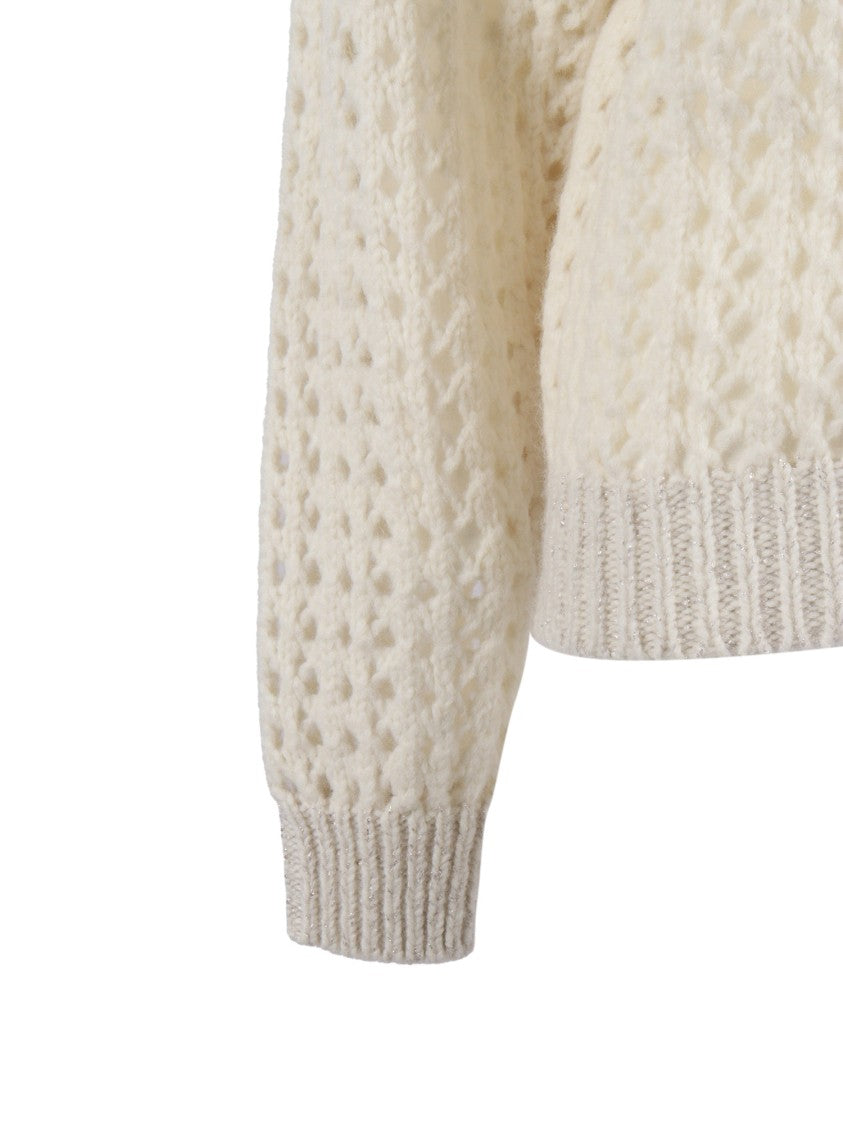 Peserico Textured Open-Knit Sweater With Zip-Up Front