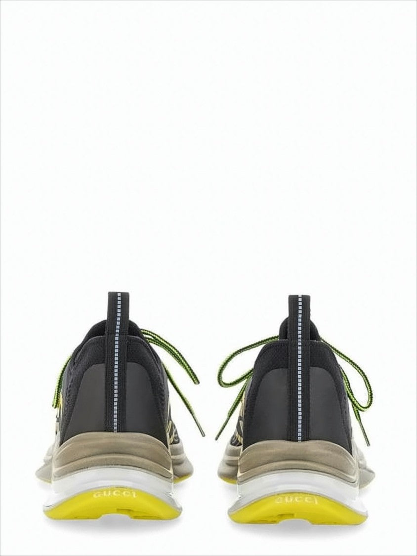 Gucci Dynamic Black Sneakers With Yellow